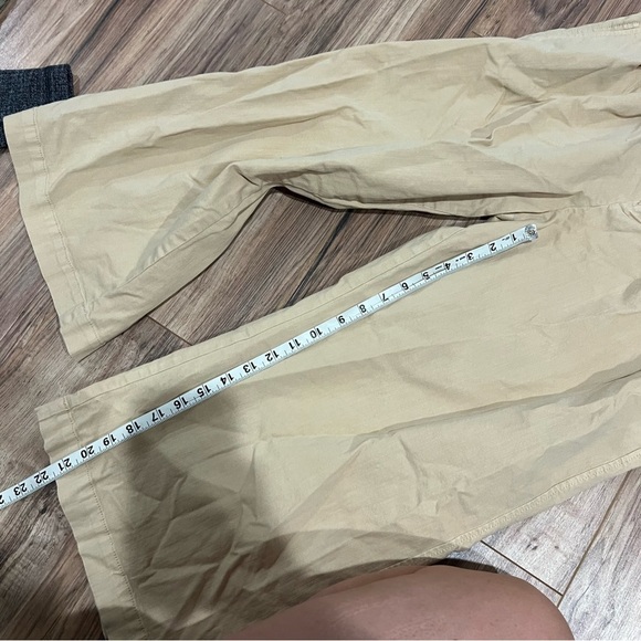 Anthropologie Maeve Remi Wide Leg Cropped Pleated Chino Pants Khaki Tan - Picture 5 of 9